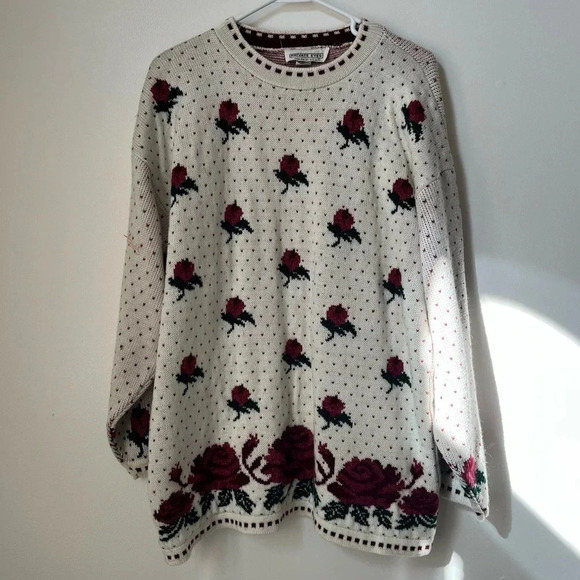 Private Eyes Roses Knit Sweater - Picture 1 of 5